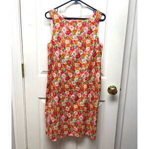 Victoria Holley VTG Cotton Sheath Dress, Floral Lined, Women's Size 14